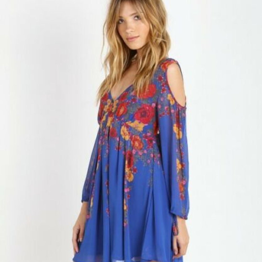 Free People Penny Lover Mini Dress Blue HW9603 - Picture 11 of 11